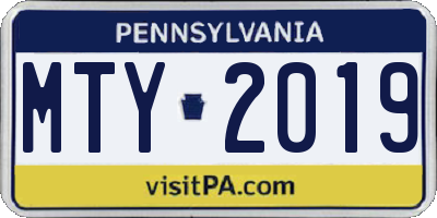 PA license plate MTY2019