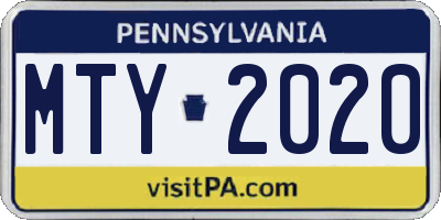 PA license plate MTY2020