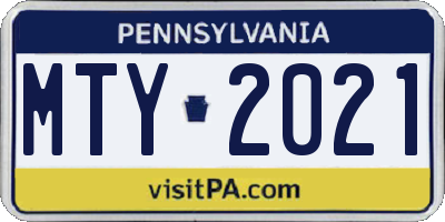 PA license plate MTY2021
