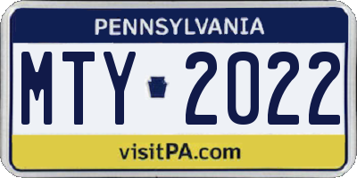 PA license plate MTY2022