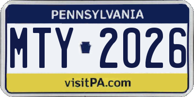 PA license plate MTY2026
