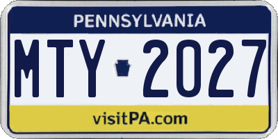 PA license plate MTY2027
