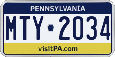 PA license plate MTY2034