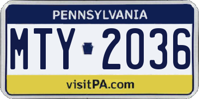 PA license plate MTY2036
