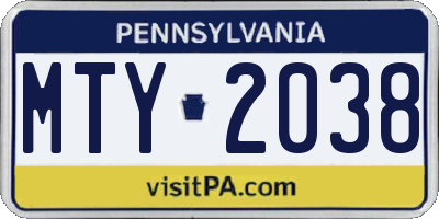 PA license plate MTY2038