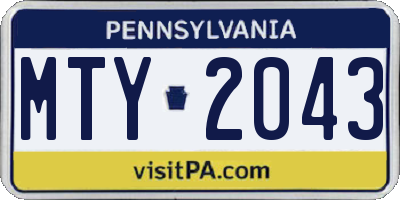 PA license plate MTY2043