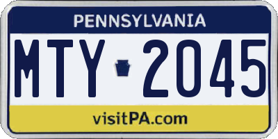 PA license plate MTY2045
