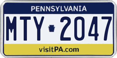 PA license plate MTY2047