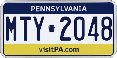 PA license plate MTY2048
