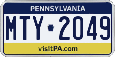 PA license plate MTY2049
