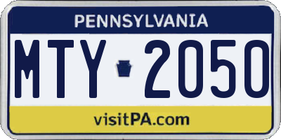 PA license plate MTY2050
