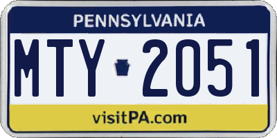 PA license plate MTY2051