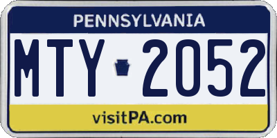 PA license plate MTY2052