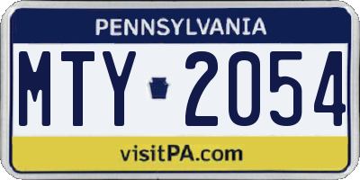 PA license plate MTY2054