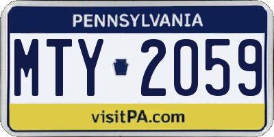 PA license plate MTY2059