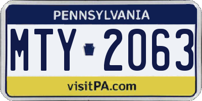 PA license plate MTY2063