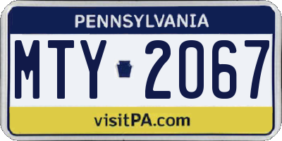 PA license plate MTY2067