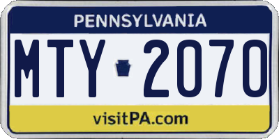 PA license plate MTY2070