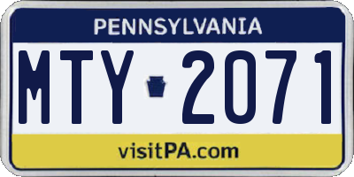 PA license plate MTY2071
