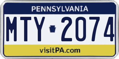 PA license plate MTY2074