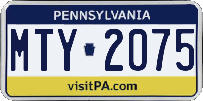 PA license plate MTY2075