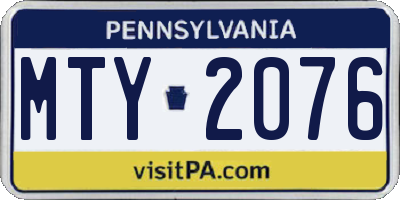 PA license plate MTY2076