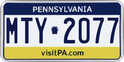 PA license plate MTY2077