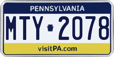 PA license plate MTY2078