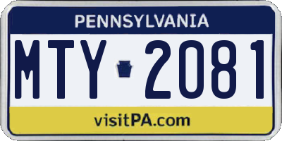 PA license plate MTY2081