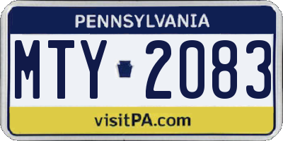 PA license plate MTY2083