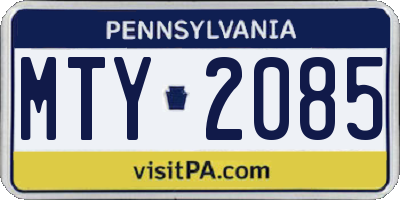 PA license plate MTY2085