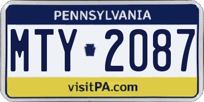 PA license plate MTY2087