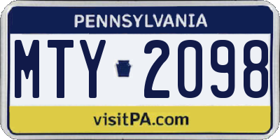 PA license plate MTY2098