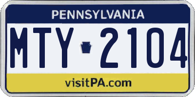 PA license plate MTY2104