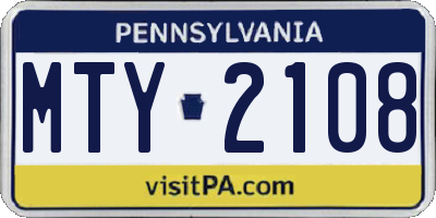 PA license plate MTY2108