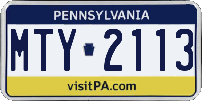 PA license plate MTY2113