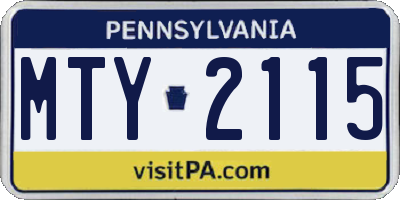 PA license plate MTY2115