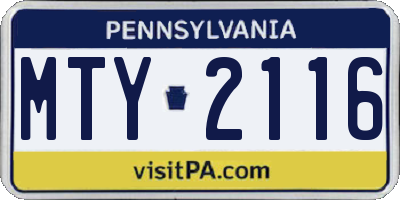 PA license plate MTY2116