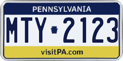 PA license plate MTY2123