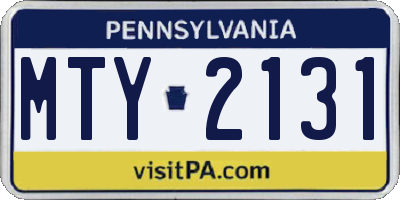 PA license plate MTY2131