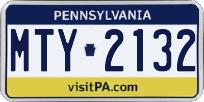 PA license plate MTY2132