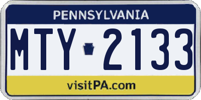 PA license plate MTY2133