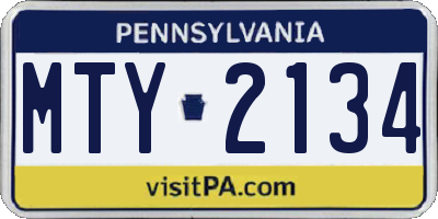 PA license plate MTY2134