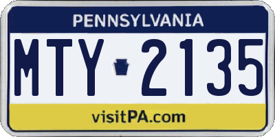 PA license plate MTY2135