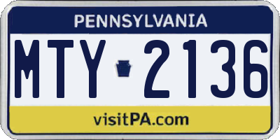 PA license plate MTY2136