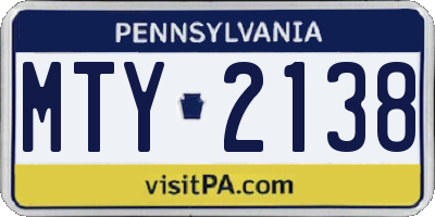 PA license plate MTY2138