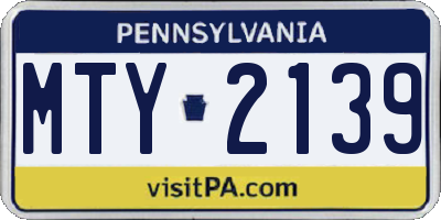 PA license plate MTY2139