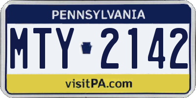 PA license plate MTY2142