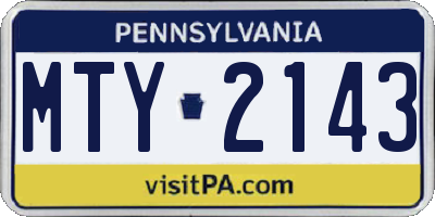 PA license plate MTY2143
