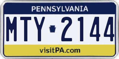 PA license plate MTY2144